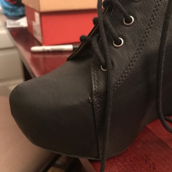 ❌SOLD❌Sexy Faux Leather High-Heel Wedges - Picture 5 of 5